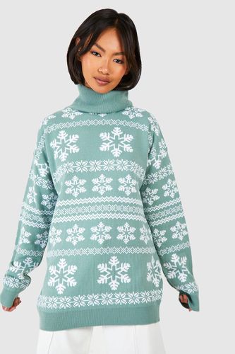 Womens Roll Neck Snowflake Fairisle Christmas Jumper - - S - boohoo - Modalova