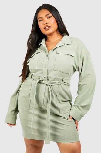 Womens Plus Utility Cord Shirt Dress - - 26 - boohoo - Modalova