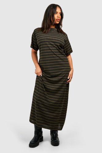 Womens Plus Rib Knitted Stripe T-shirt Dress - - 16 - boohoo - Modalova