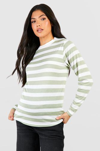 Womens Maternity Crew Neck Striped Long Sleeve T-shirt - - 10 - boohoo - Modalova