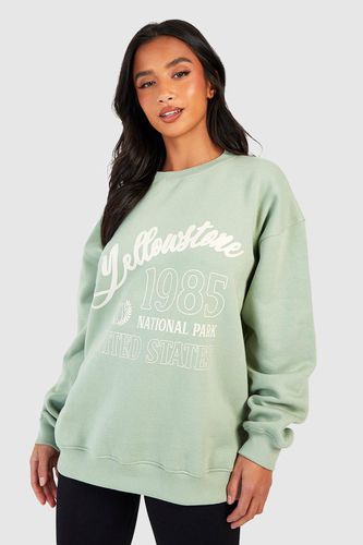 Womens Petite Slogan Oversized Sweatshirt - - S - boohoo - Modalova