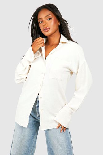 Womens Hammered Wide Cuff Pocket Detail Shirt - - 10 - boohoo - Modalova