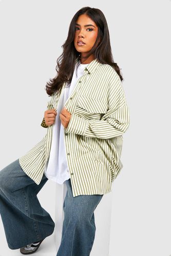 Womens Plus Utility Oversized Stripe Shirt - - 18 - boohoo - Modalova