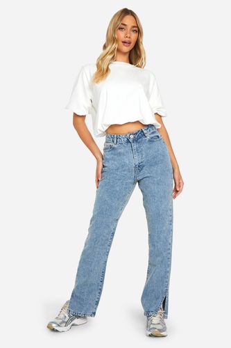 Womens Basics Split Hem Straight Leg Jeans - - 16 - boohoo - Modalova