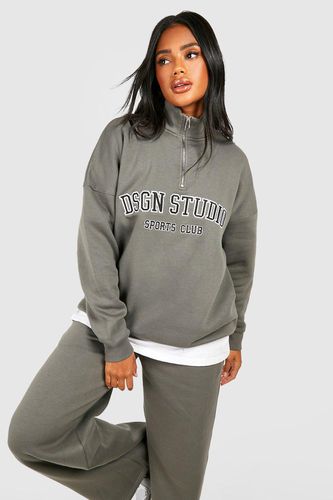 Womens Dsgn Studio Applique Oversized Half Zip Sweatshirt - - XS - boohoo - Modalova