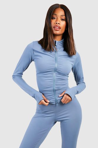 Womens Ruched Front Long Sleeve Zip Through Sports Jacket - - L - boohoo - Modalova