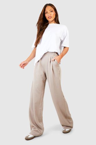 Womens Tall Pinstripe Tailored Wide Leg Trouser - - 16 - boohoo - Modalova
