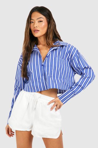 Womens Striped Boxy Cropped Shirt - - 10 - boohoo - Modalova