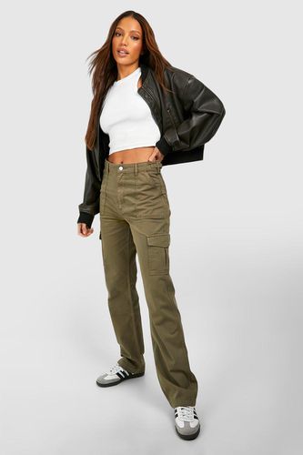 Womens Tall Khaki Adjustable Waist Cargo Jeans - - 10 - boohoo - Modalova