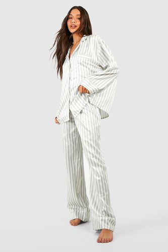 Womens Satin Stripe Pyjama Set - - 12 - boohoo - Modalova