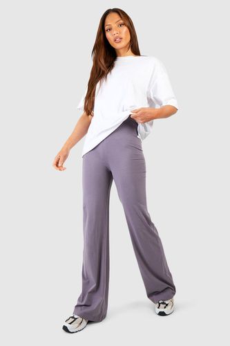 Womens Tall Jersey Cotton Basic Wide Leg Trousers - - 12 - boohoo - Modalova