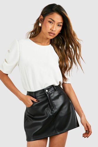 Womens Hammered Ruched Puff Sleeve Blouse - - 8 - boohoo - Modalova