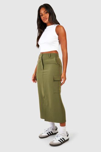Womens Cargo Pocket Split Front Tailored Midaxi Skirt - - 6 - boohoo - Modalova