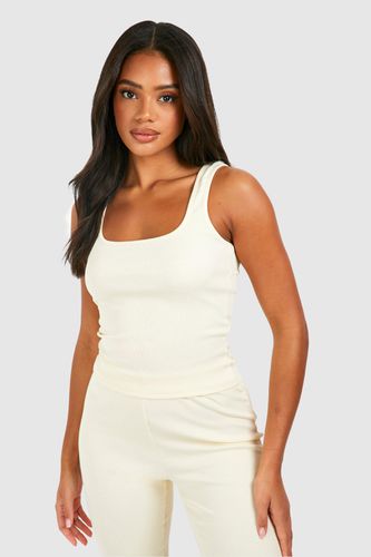 Womens Rib Lounge Vest - White - 10 - boohoo - Modalova