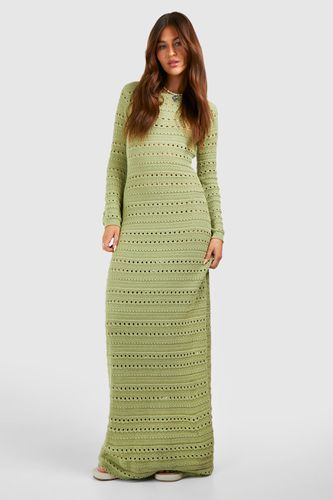 Womens Crochet Flare Sleeve Tie Back Knitted Maxi Dress - - 10 - boohoo - Modalova