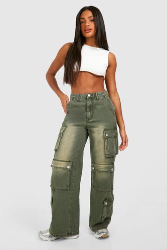 Womens Multi Pocket Denim Cargo Jeans - - 10 - boohoo - Modalova