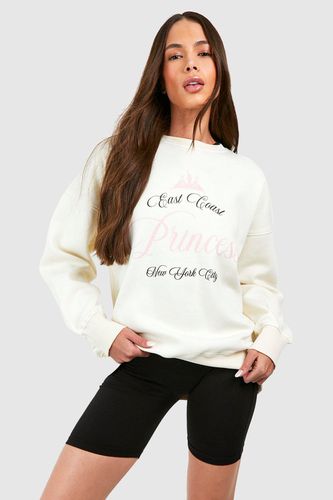 Womens New York East Coast Princess Slogan Oversized Sweatshirt - - L - boohoo - Modalova