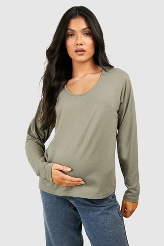 Womens Maternity Basic Long Sleeve Scoop Neck T-shirt - - 14 - boohoo - Modalova
