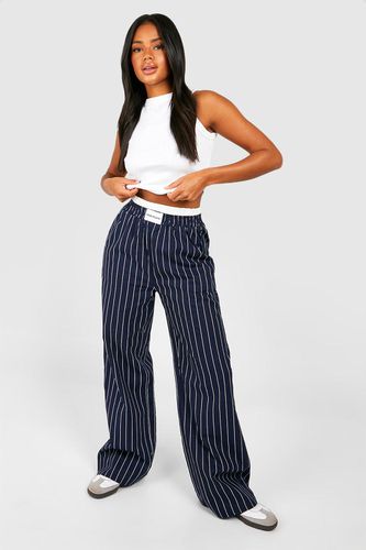 Womens Contrast Waistband Detail Stripe Trousers - - 10 - boohoo - Modalova