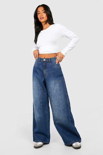 Womens Petite Carpenter Wide Leg Jeans - - 10 - boohoo - Modalova