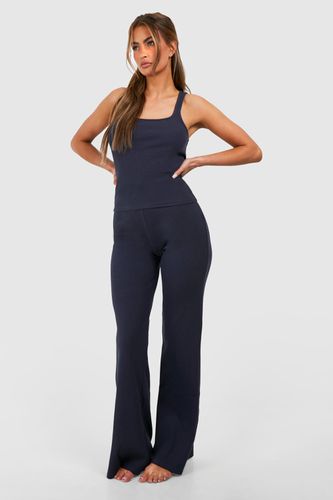 Womens Premium Rib Flare Lounge Trouser - - 10 - boohoo - Modalova