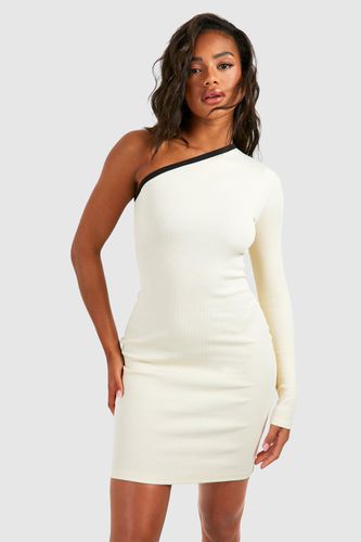 Womens Premium Contrast Binding One Shoulder Mini Dress - - 12 - boohoo - Modalova