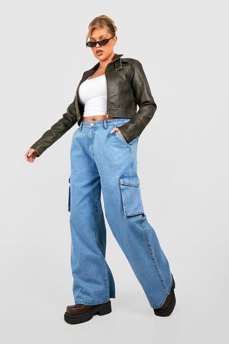 Womens Plus Basic High Rise Cargo Jeans - - 16 - boohoo - Modalova