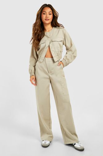 Womens Linen Look Asymmetric Front Relaxed Fit Trousers - - 16 - boohoo - Modalova
