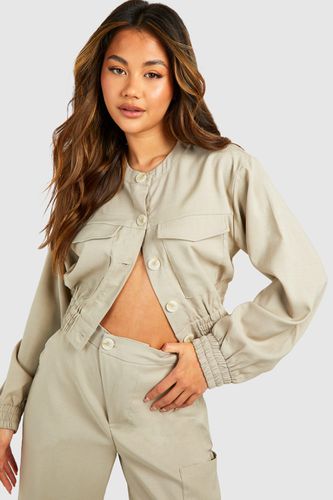 Womens Linen Look Pocket Detail Bomber Jacket - - 10 - boohoo - Modalova