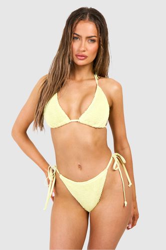Womens Premium Crinkle Tie Side Bikini Brief - - 10 - boohoo - Modalova