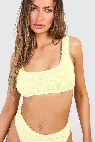 Womens Premium Crinkle Scoop Bikini Top - - 16 - boohoo - Modalova