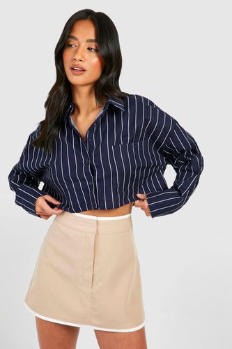 Womens Petite Stripe Crop Shirt - - 16 - boohoo - Modalova