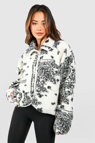 Womens Bandana Print Teddy Jacket - - 12 - boohoo - Modalova