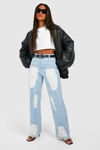 Womens Extreme Distressed Ripped Straight Leg Jeans - - 6 - boohoo - Modalova