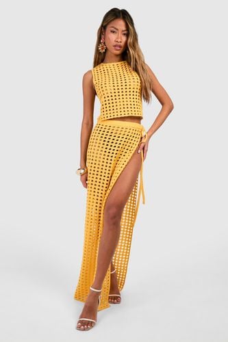 Womens Thigh Split Crochet Maxi Skirt - - XL - boohoo - Modalova