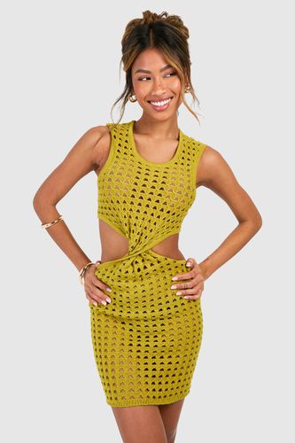 Womens Twist Front Crochet Mini Dress - - 10 - boohoo - Modalova