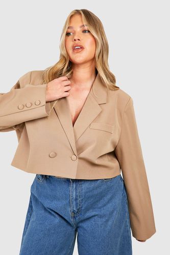 Womens Plus Double Breasted Boxy Crop Blazer - - 26 - boohoo - Modalova