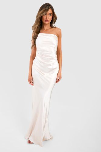 Womens Bridesmaid Satin Strappy Asymmetric Maxi Dress - - 10 - boohoo - Modalova