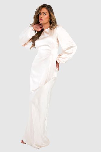 Womens Bridesmaid Satin Blouson Sleeve Maxi Dress - - 12 - boohoo - Modalova