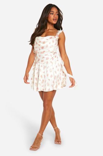 Womens Satin Floral Ruffle Mini Milkmaid Dress - - 10 - boohoo - Modalova