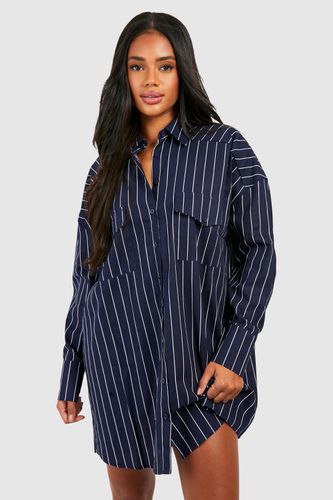 Womens Stripe Oversized Shirt Dress - - 10 - boohoo - Modalova