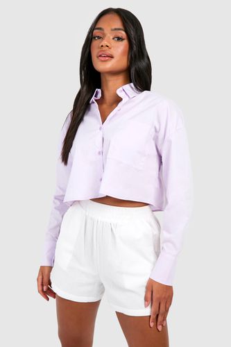 Womens Cotton Poplin Boxy Cropped Shirt - - 10 - boohoo - Modalova