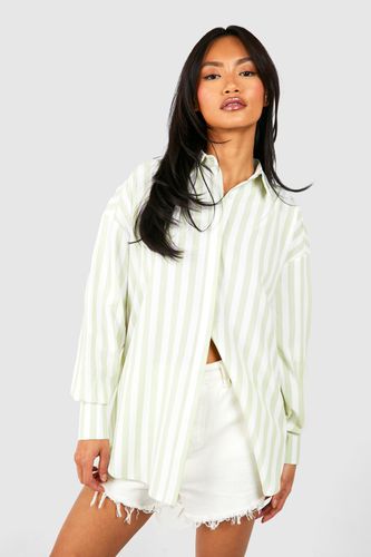 Womens Oversized Textured Stripe Shirt - - 10 - boohoo - Modalova