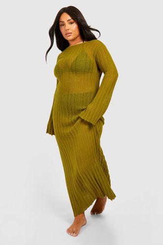 Womens Plus Crochet Flare Sleeve Scoop Back Knitted Dress - - 20 - boohoo - Modalova