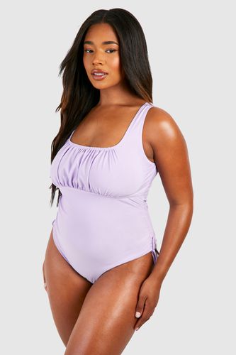 Womens Plus Ruched Front Tie Side Swimsuit - - 24 - boohoo - Modalova