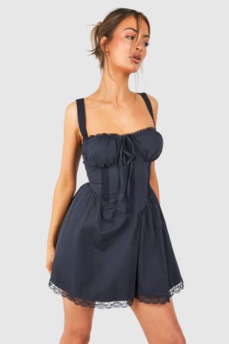 Womens Cotton Strappy Milkmaid Mini Dress - - 10 - boohoo - Modalova