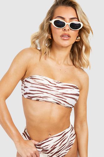 Womens Tiger Bandeau Tube Bikini Top - - 10 - boohoo - Modalova