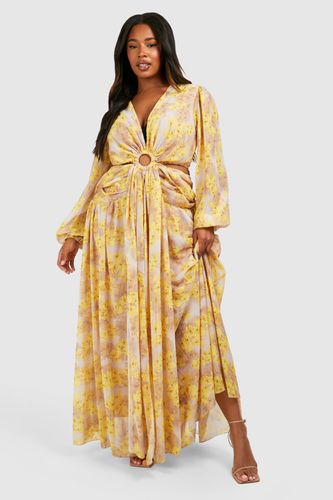 Womens Plus Floral Print Chiffon Cut Out Maxi Dress - - 22 - boohoo - Modalova