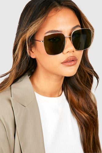 Womens Square Metal Frame Sunglasses - - One Size - boohoo - Modalova