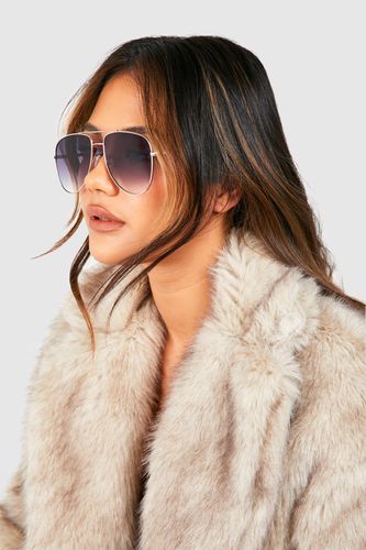 Womens Aviator Tinted Sunglasses - - One Size - boohoo - Modalova